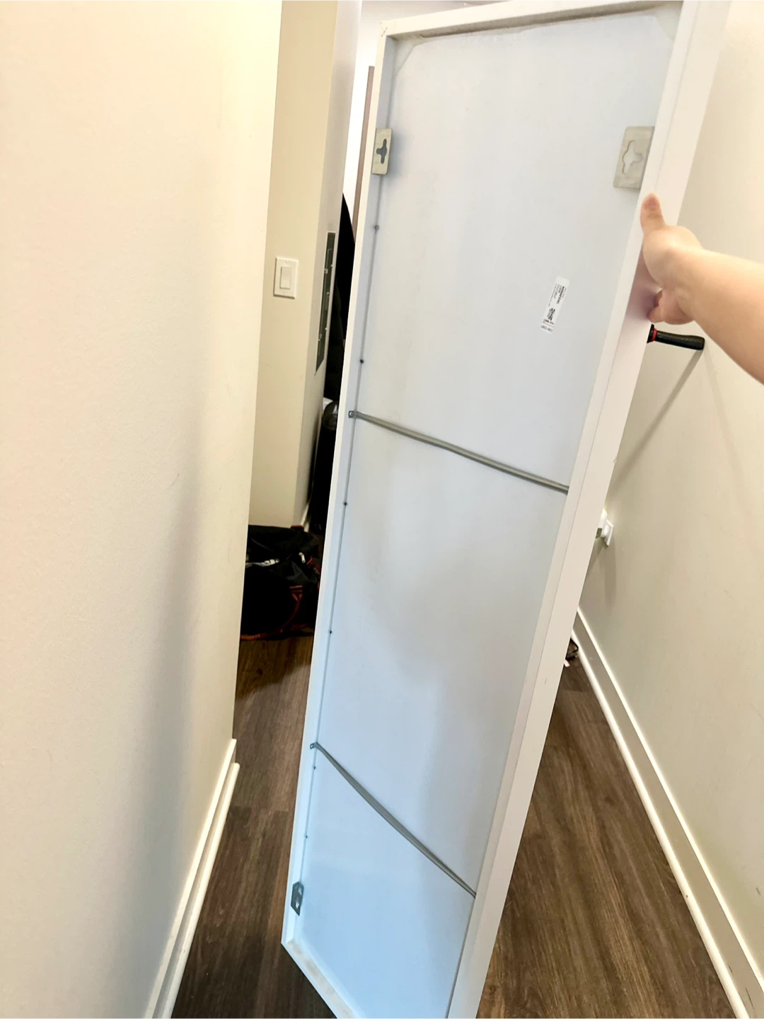 Full Length White Framed Mirror 4'11" x 15" - photo 2
