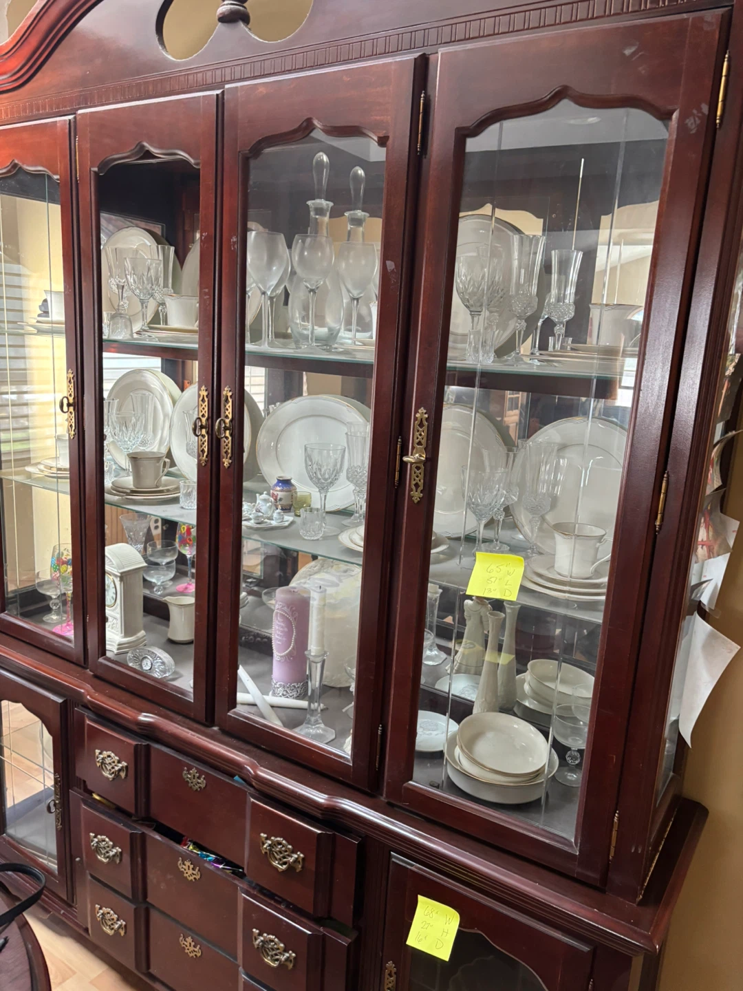 Dark Wood China Cabinet & Dining Set