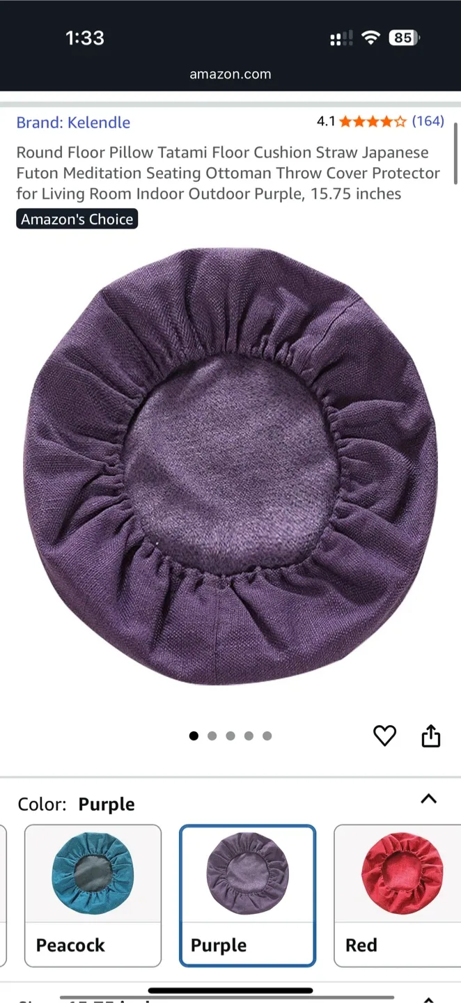 Purple Round Meditation Foam Cushion 16”Dx5”H thumbnail