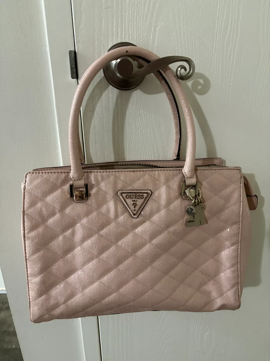 Guess Pink Quilted Satchel Bag thumbnail