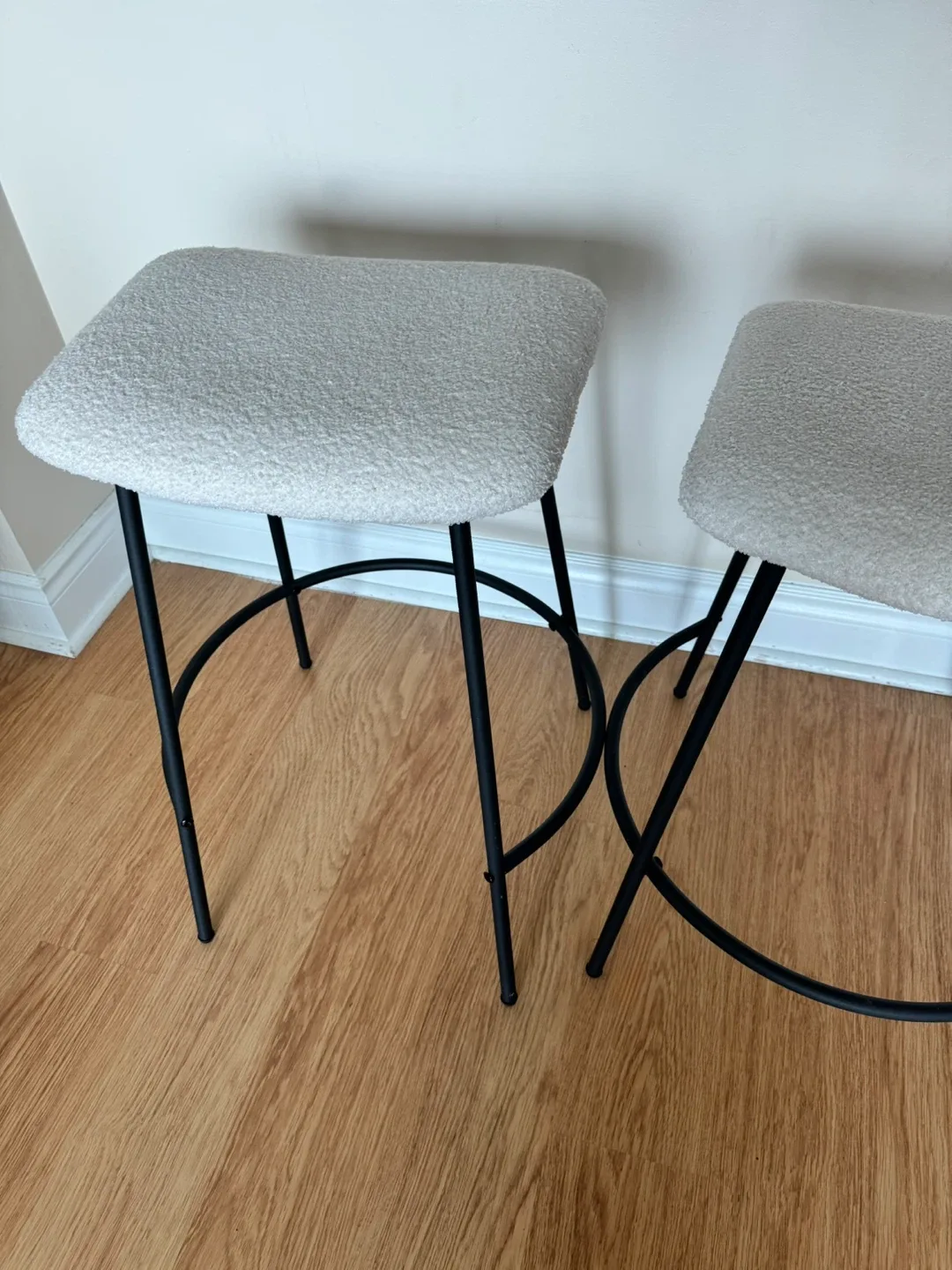 Set of 2 Bar Stools - Cream Boucle Fabric thumbnail