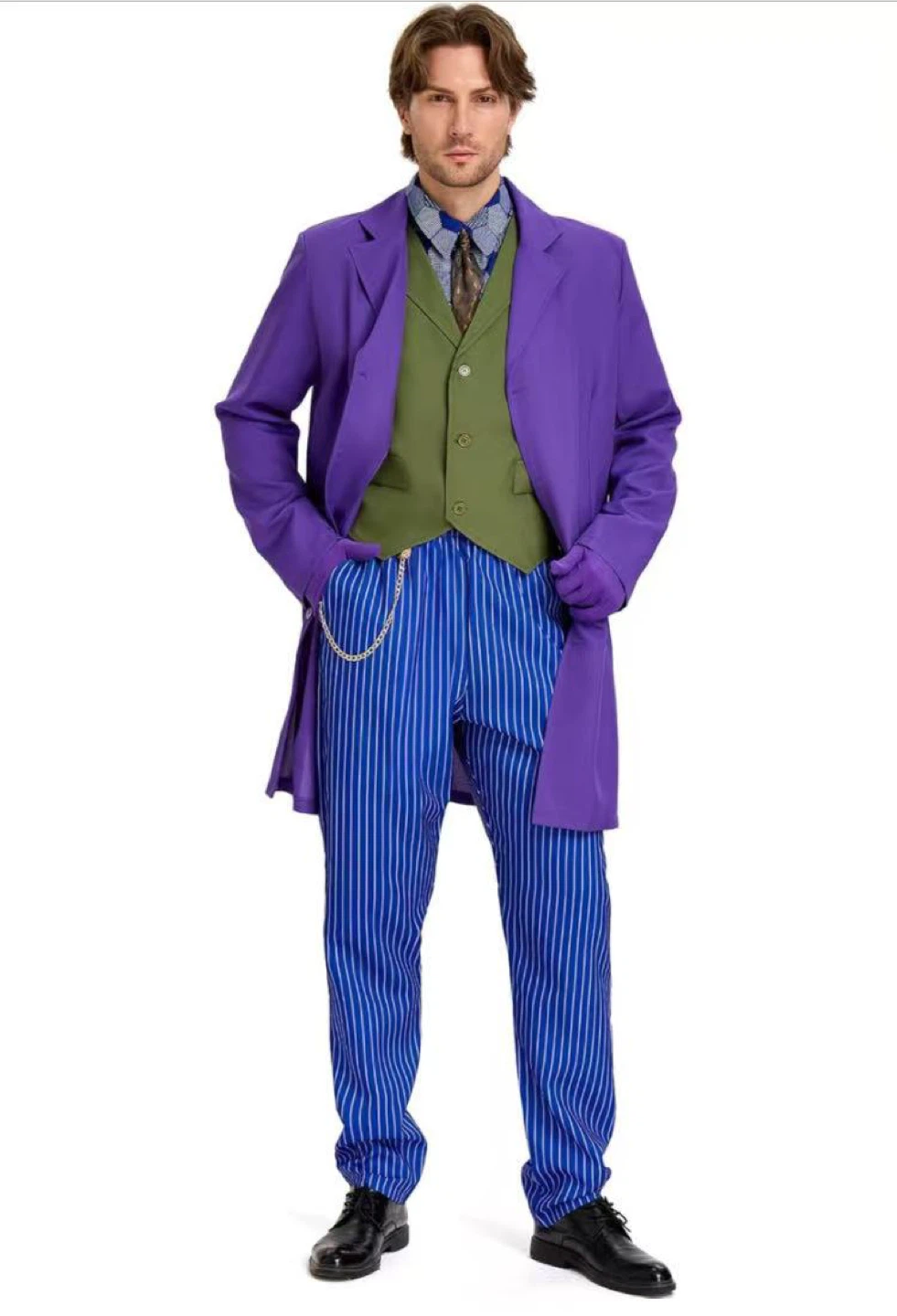 Men's Classic Purple Clown Costume - 7 Pcs Deluxe