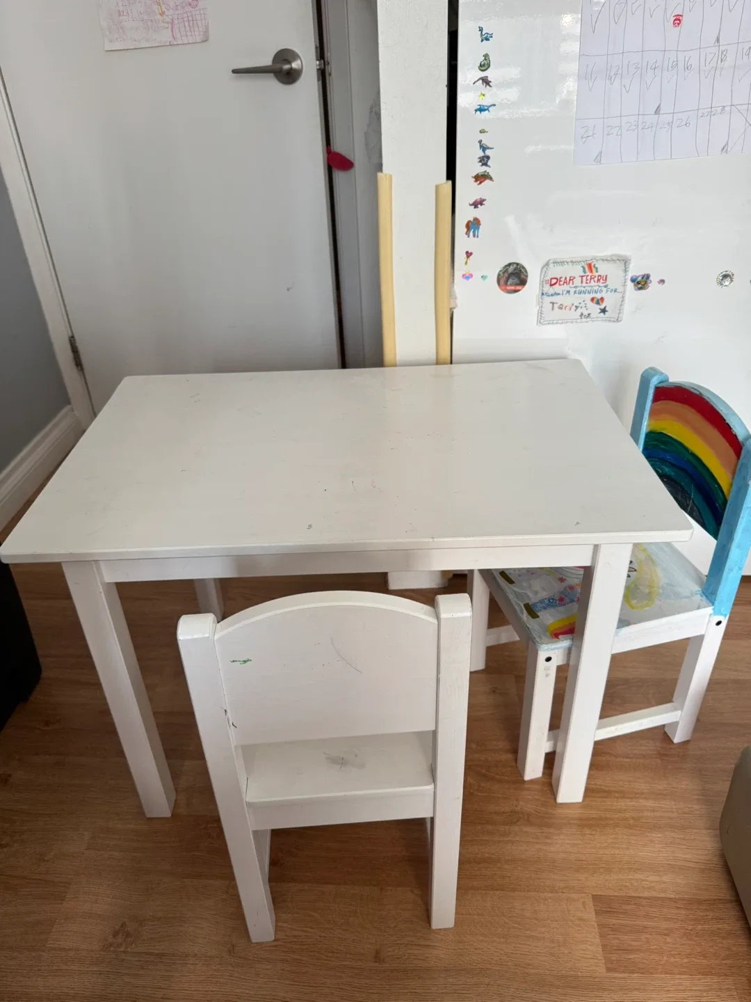 IKEA Kids White Table and Chairs Set thumbnail