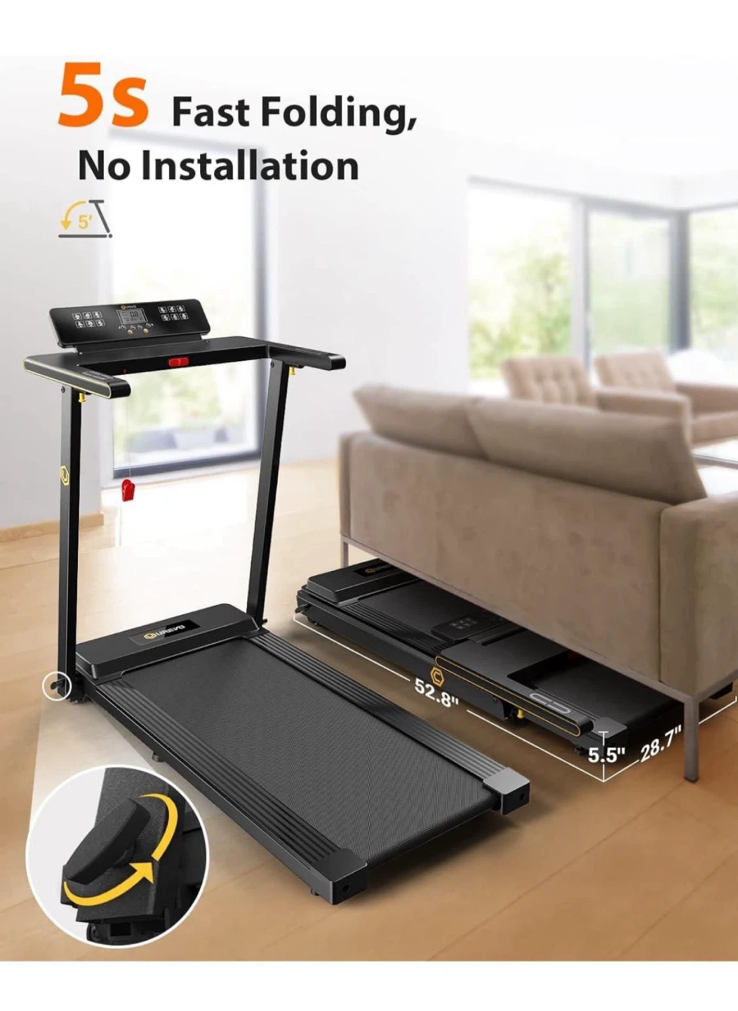 Brand New Urevos Folding Treadmill with Adjustable Monitor - photo 3