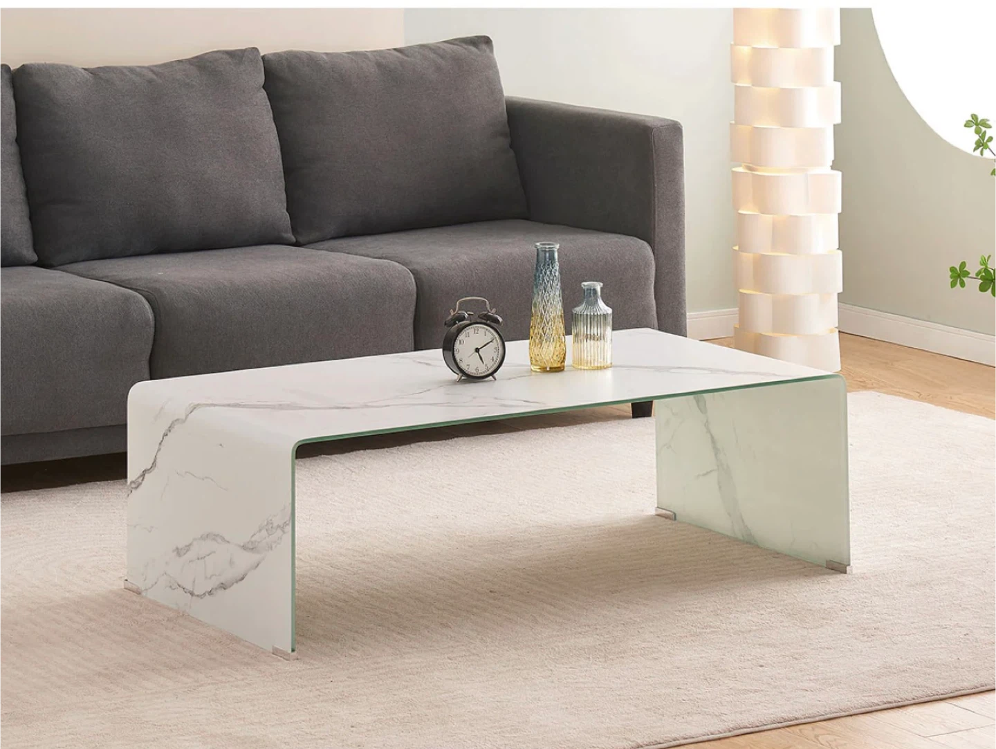 White Marble Glass Coffee Table
