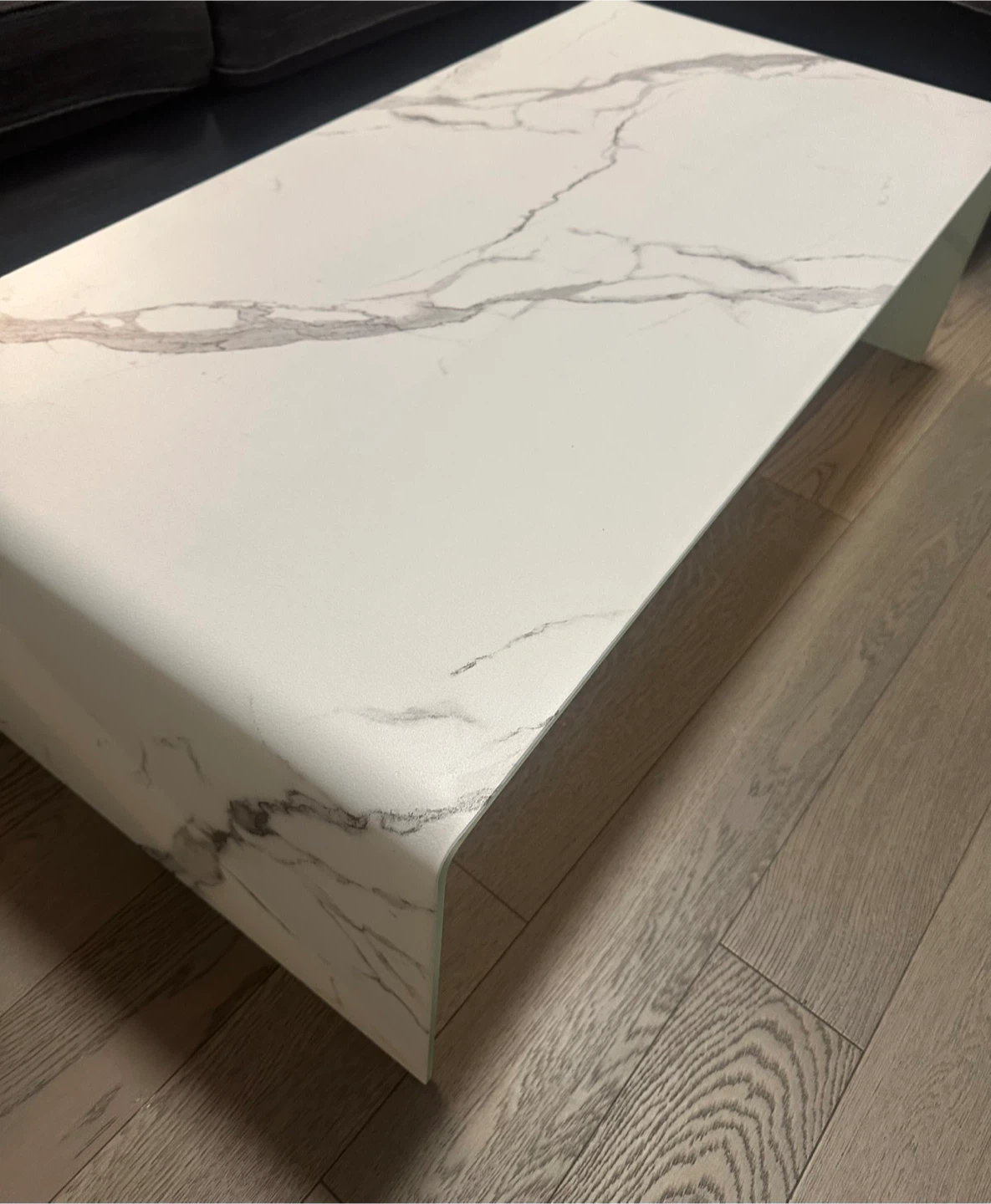 White Marble Glass Coffee Table - photo 4