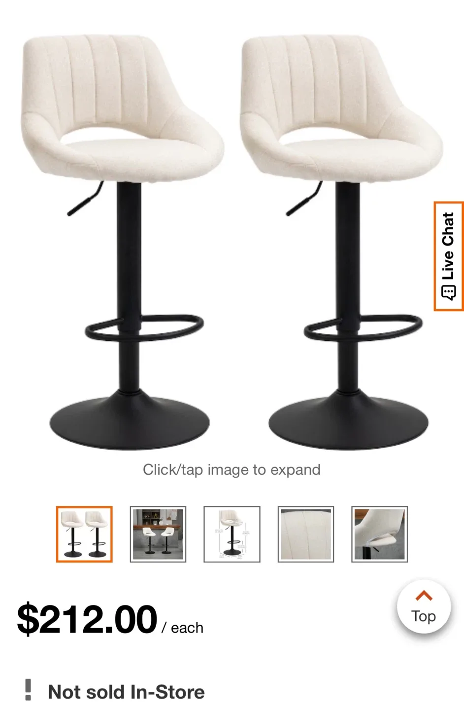 New /assembled  360 swivel bar stools(pair) $100 price firm thumbnail