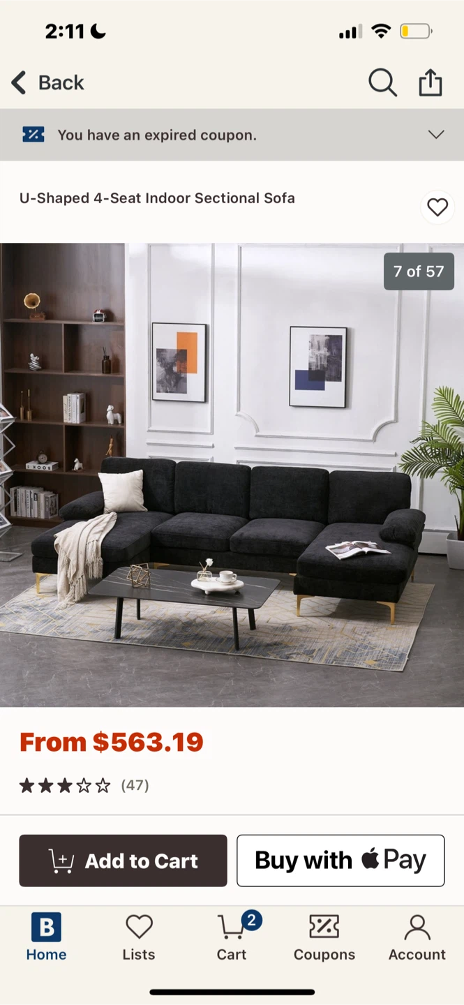 U-Shaped 4-Seat Indoor Sectional Sofa - New in Box!