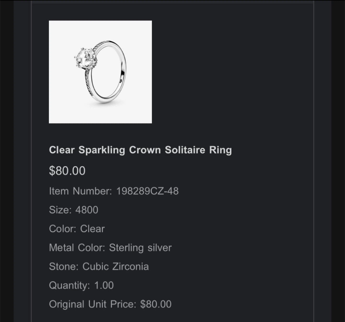 Pandora Clear Sparkling Crown Solitaire Ring - photo 5