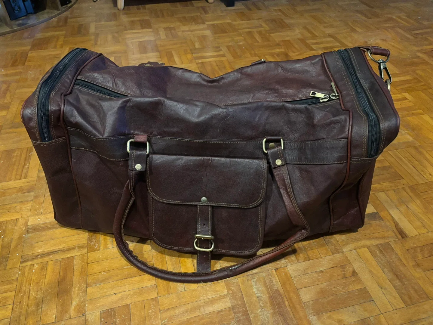 Large Genuine Leather Duffel Bag thumbnail