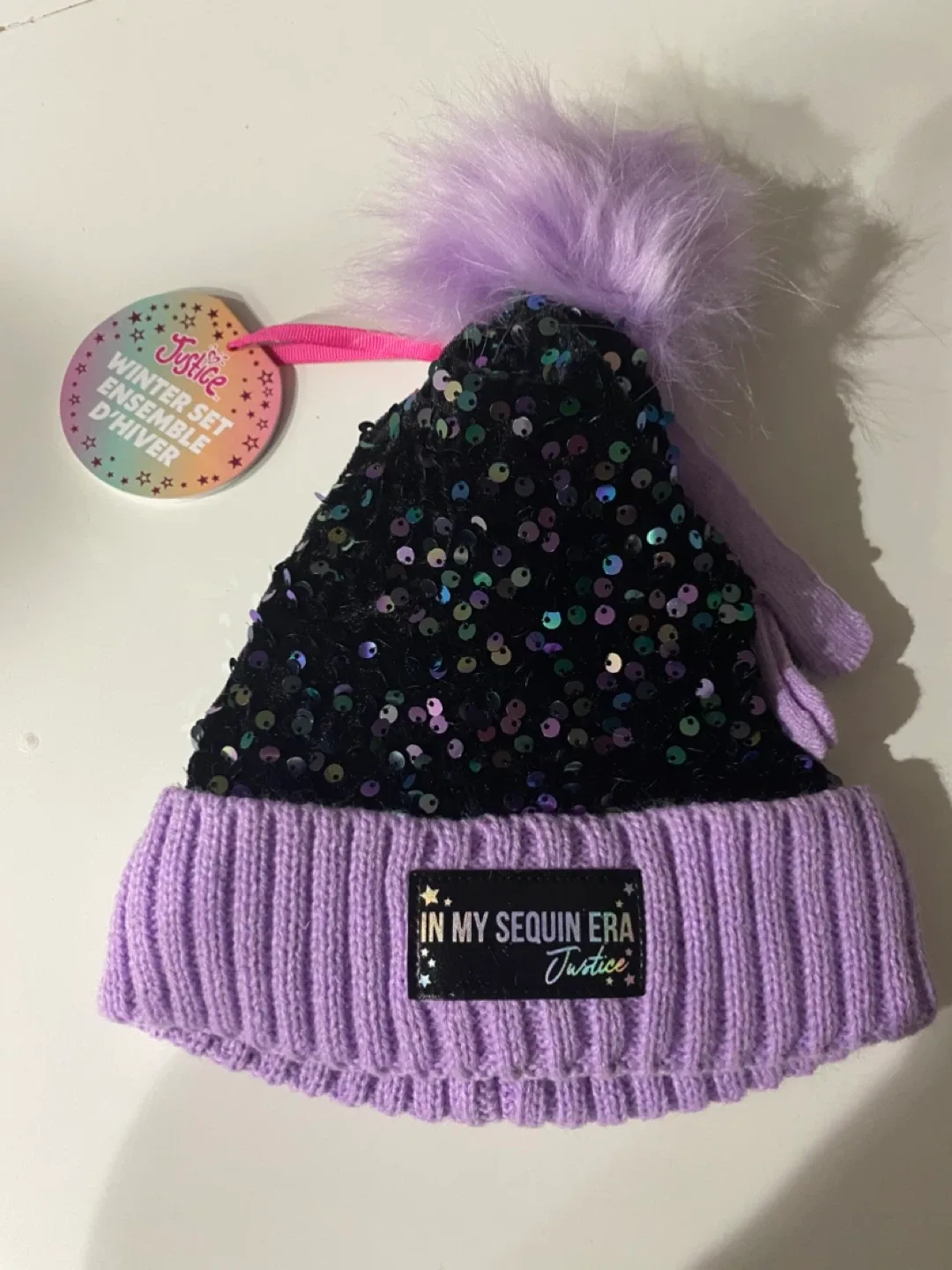 New Justice Winter Set - Hat & Gloves - Purple thumbnail