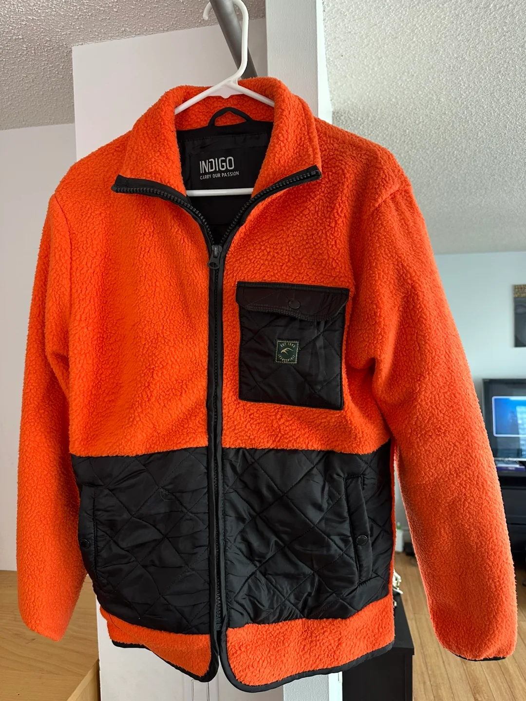Indigo Orange & Black Fleece Jacket thumbnail