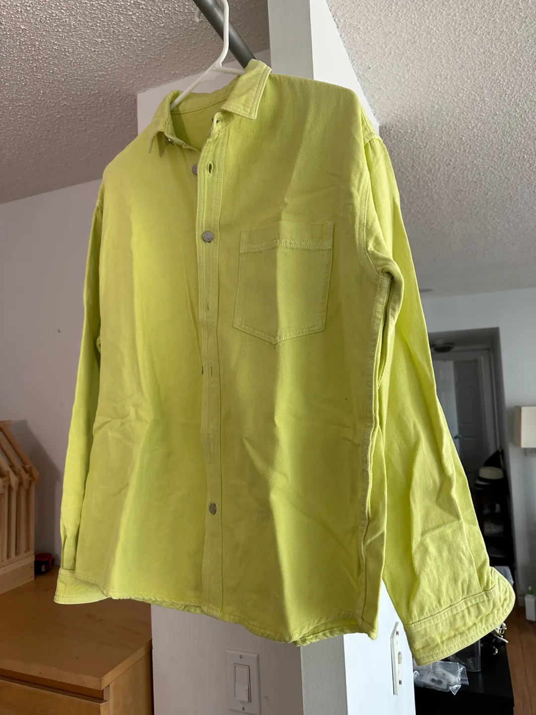 Zara Relaxed Fit Shirt - Lemon Green Yellow, Size M thumbnail