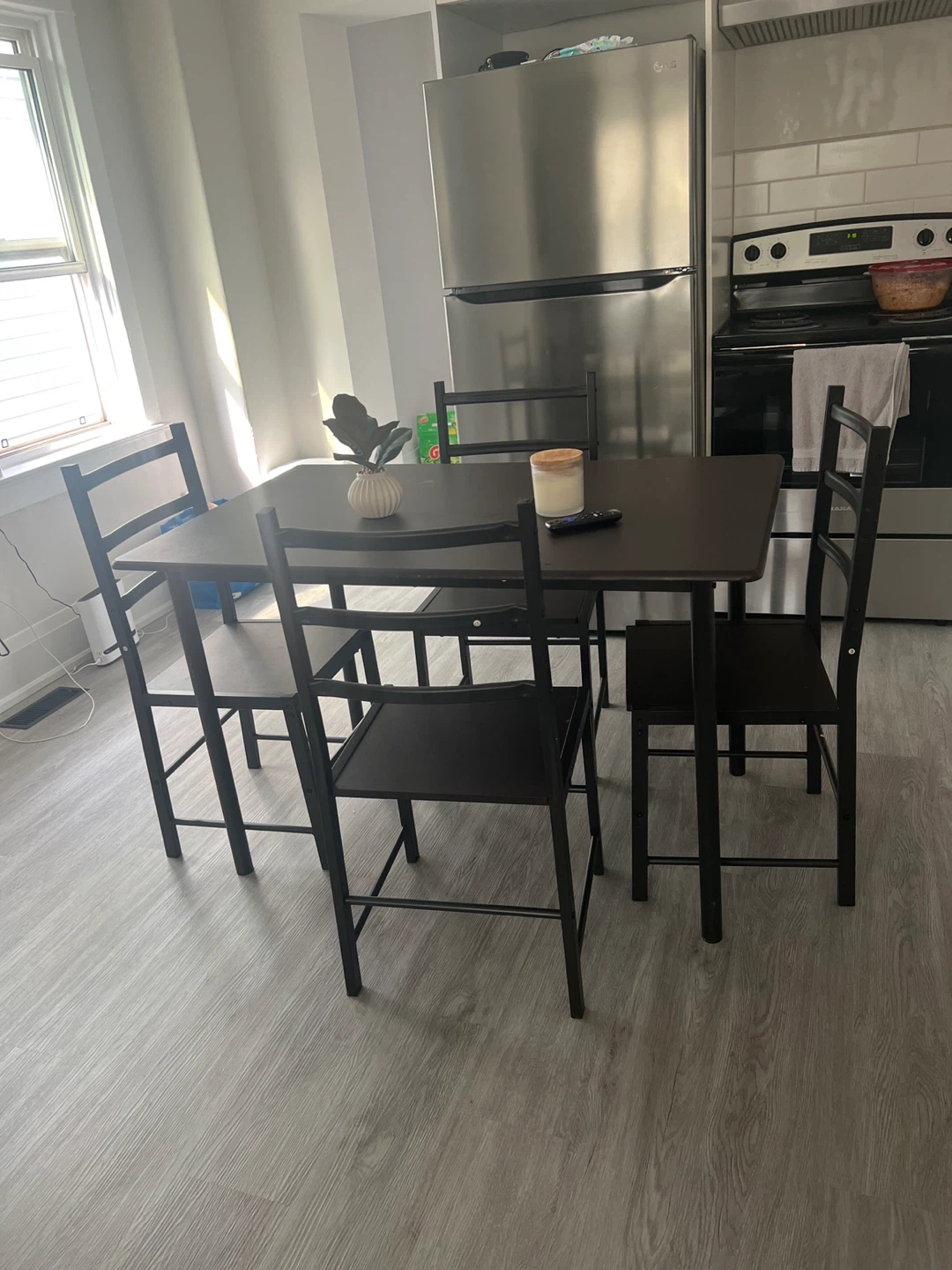 Dining Table with 4 Chairs - Black