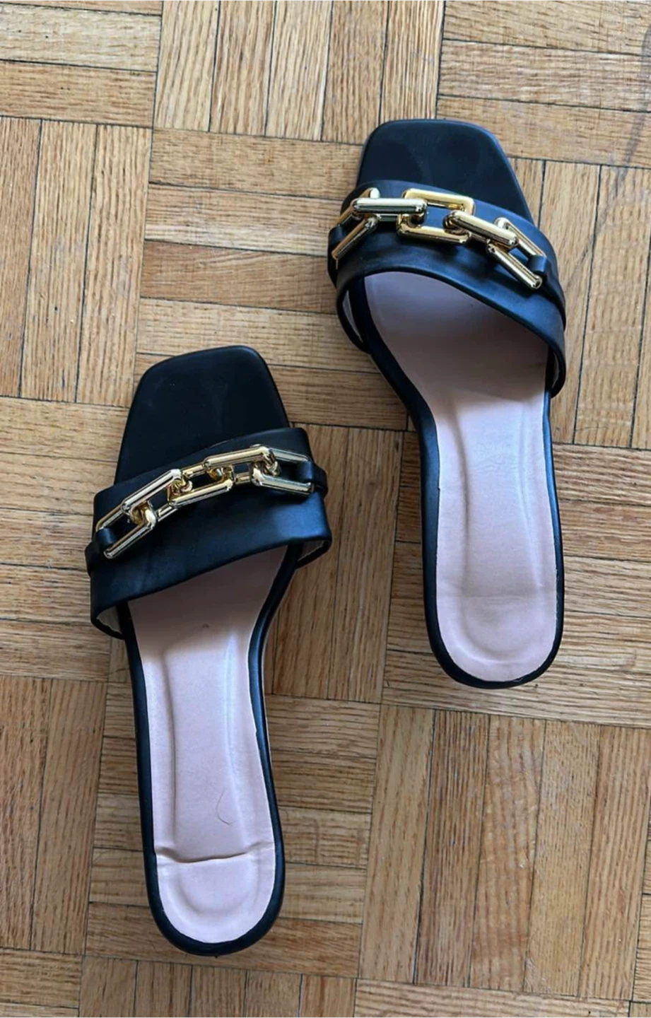 Black Chain Detail Sandals