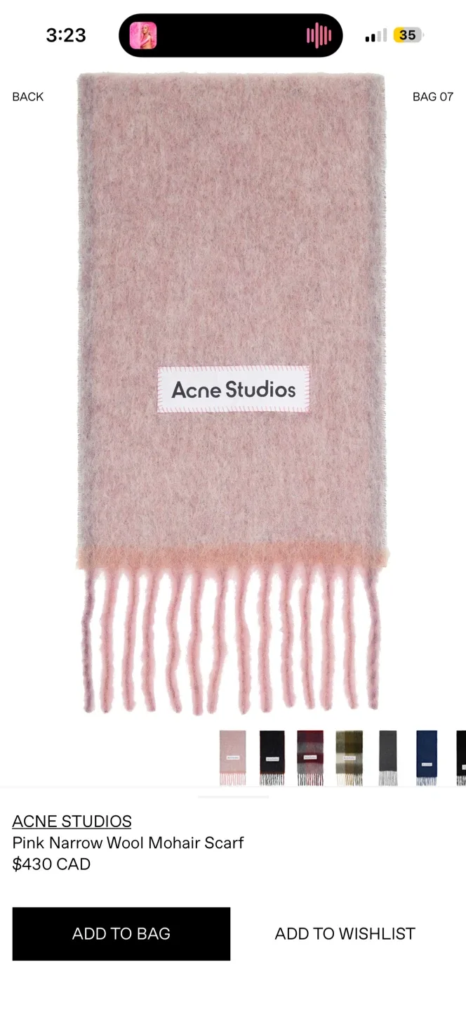 Acne Studios Pink Narrow Wool Mohair Scarf image indicator(2)