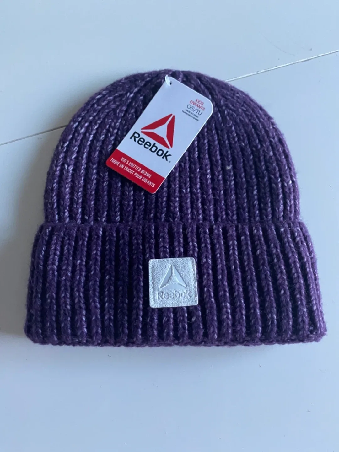 New Reebok Kids Knitted Beanie - Purple thumbnail
