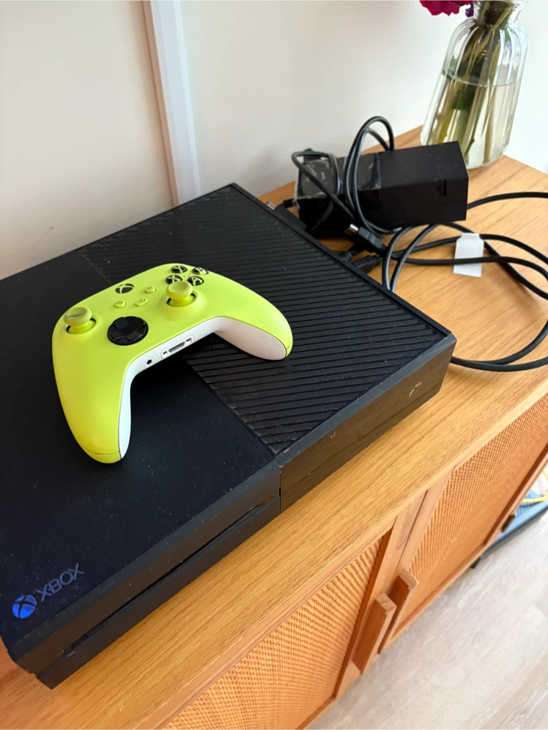 Xbox One Console with Neon Yellow Controller