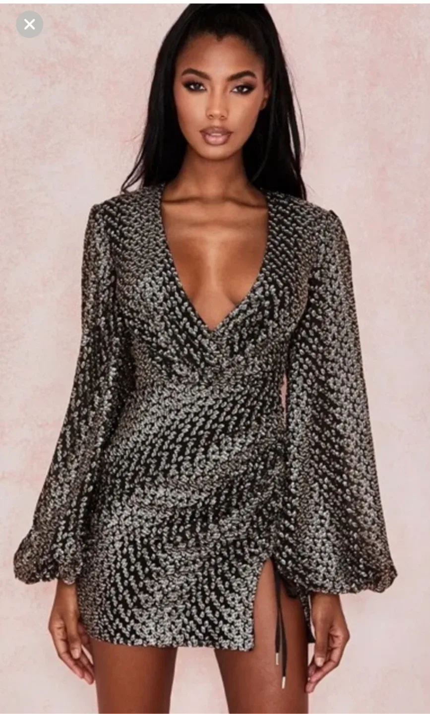 House of CB Black & Gold Mini Dress thumbnail