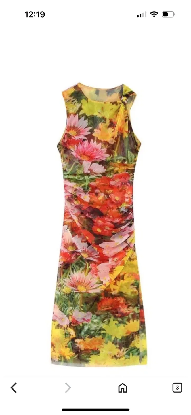 Zara Floral Print Sleeveless Dress thumbnail