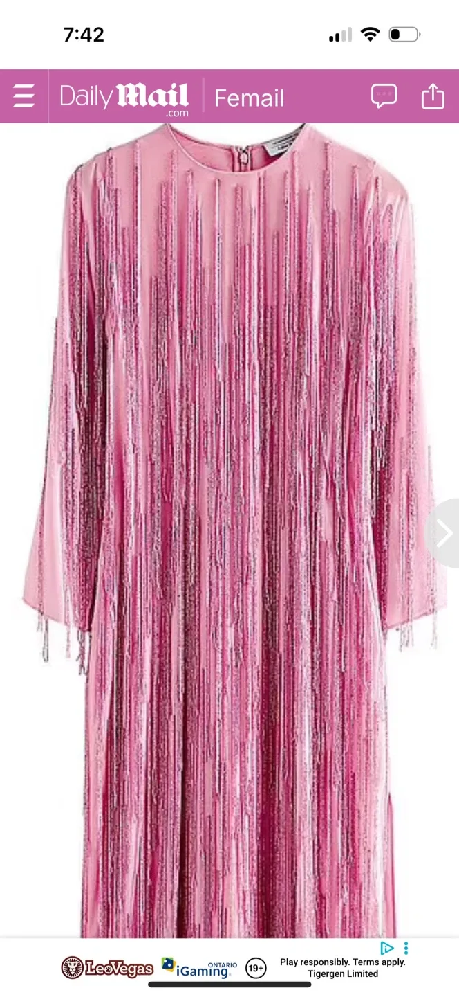 & Other Stories Pink Fringe Midi Dress thumbnail