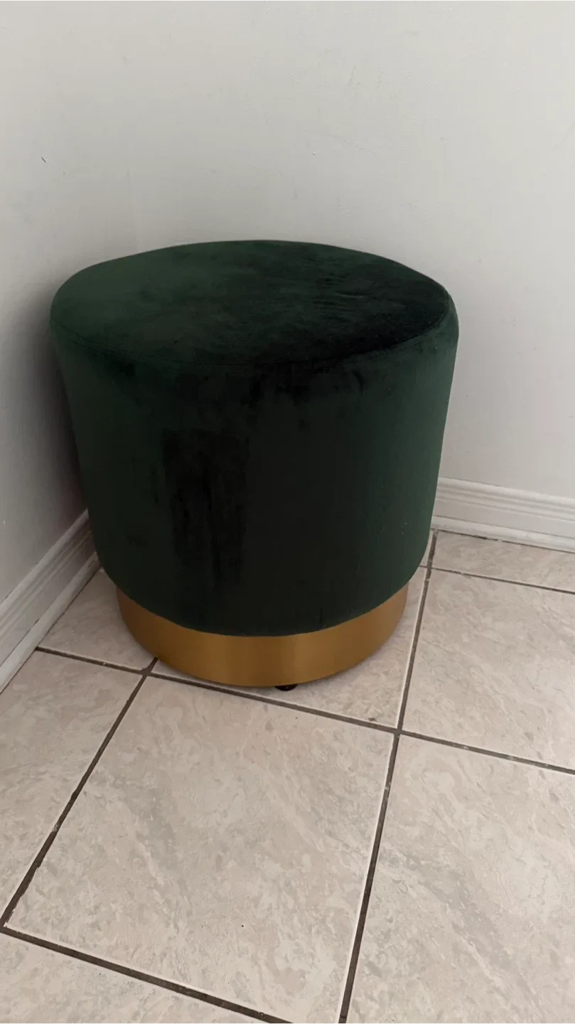 Green Velvet Ottoman Footstool thumbnail