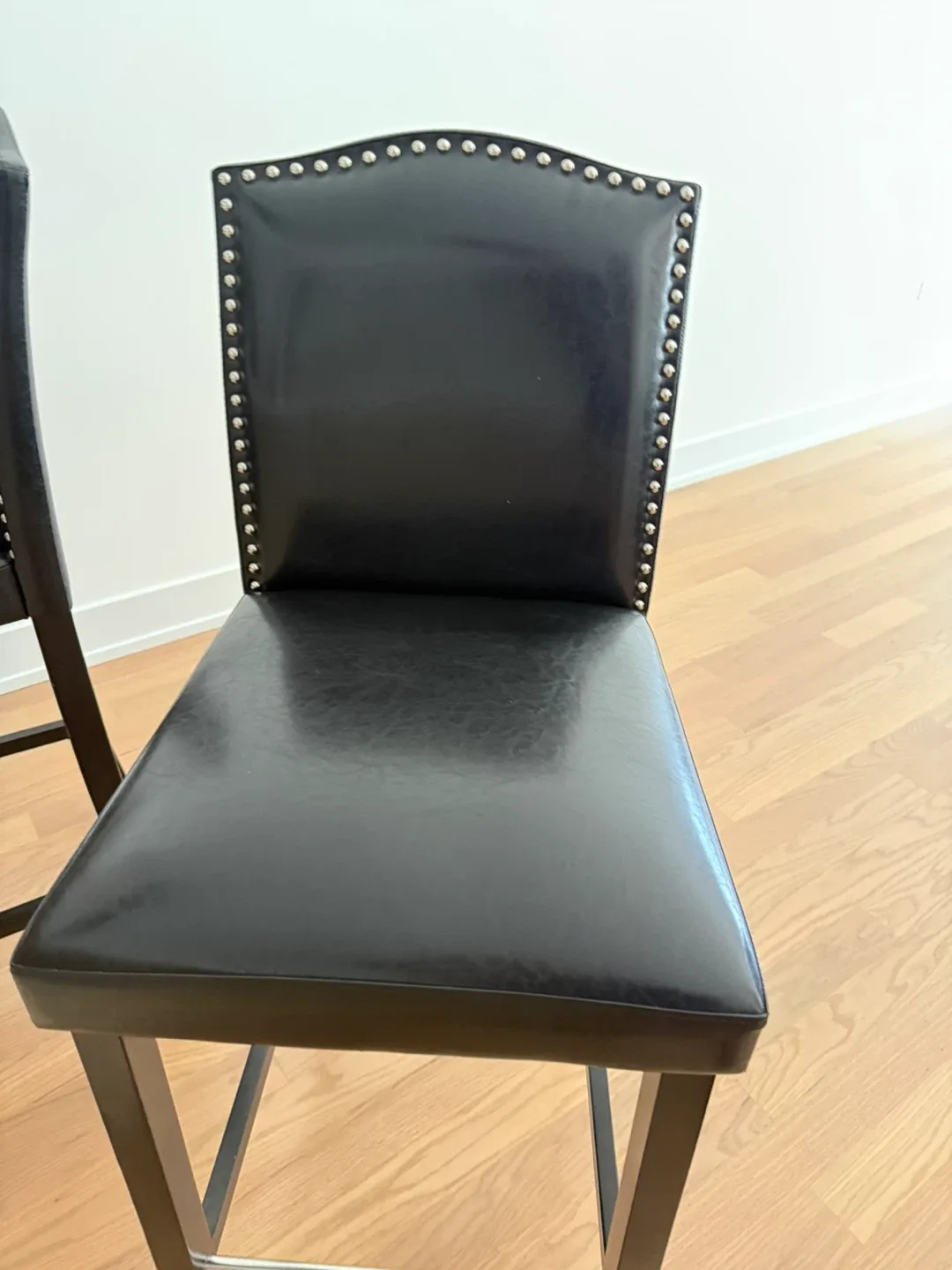 2 Black Leather Bar Stools image indicator(4)
