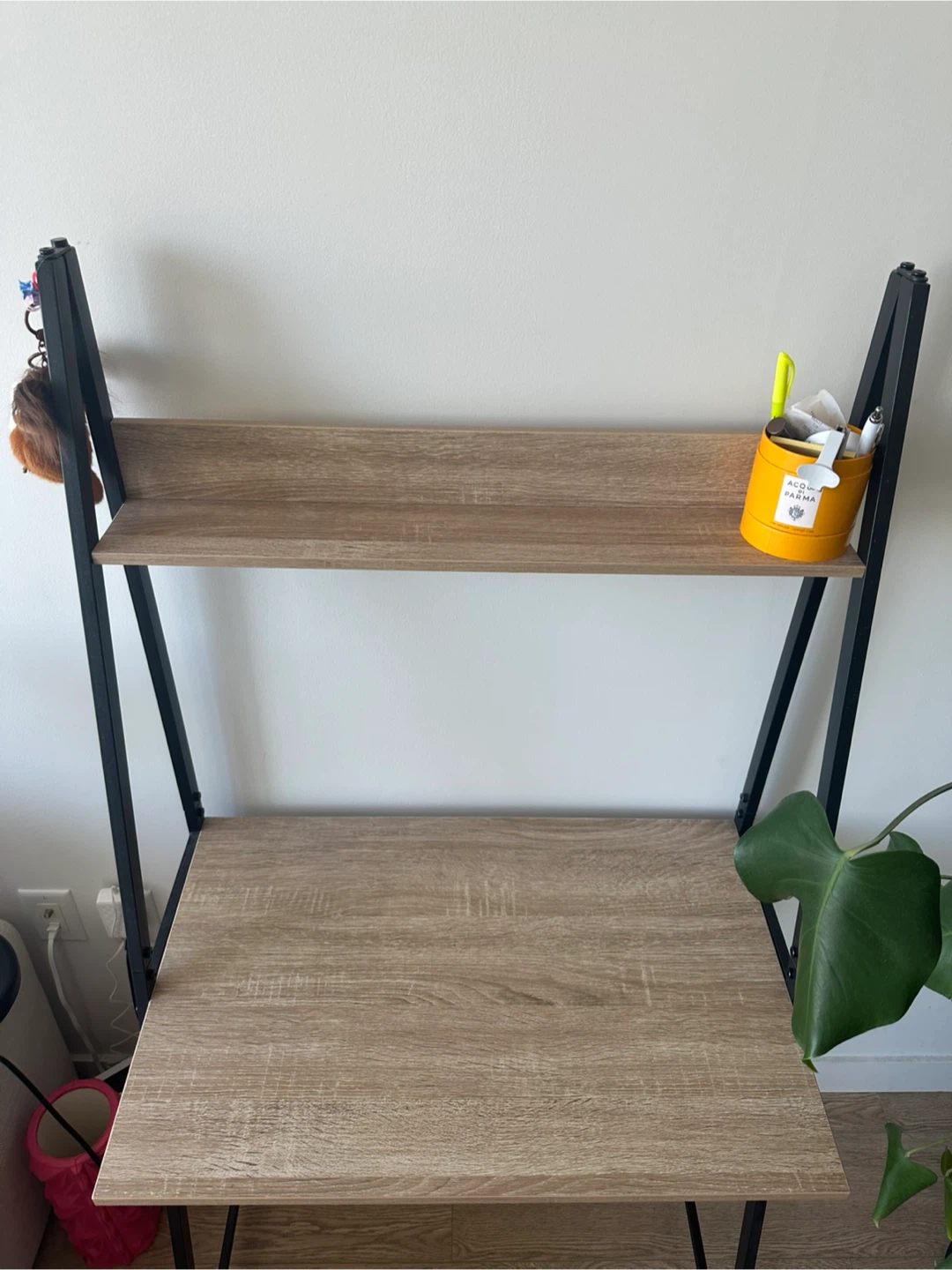 Ladder Desk with Shelf - Light Wood & Black Frame - photo 3