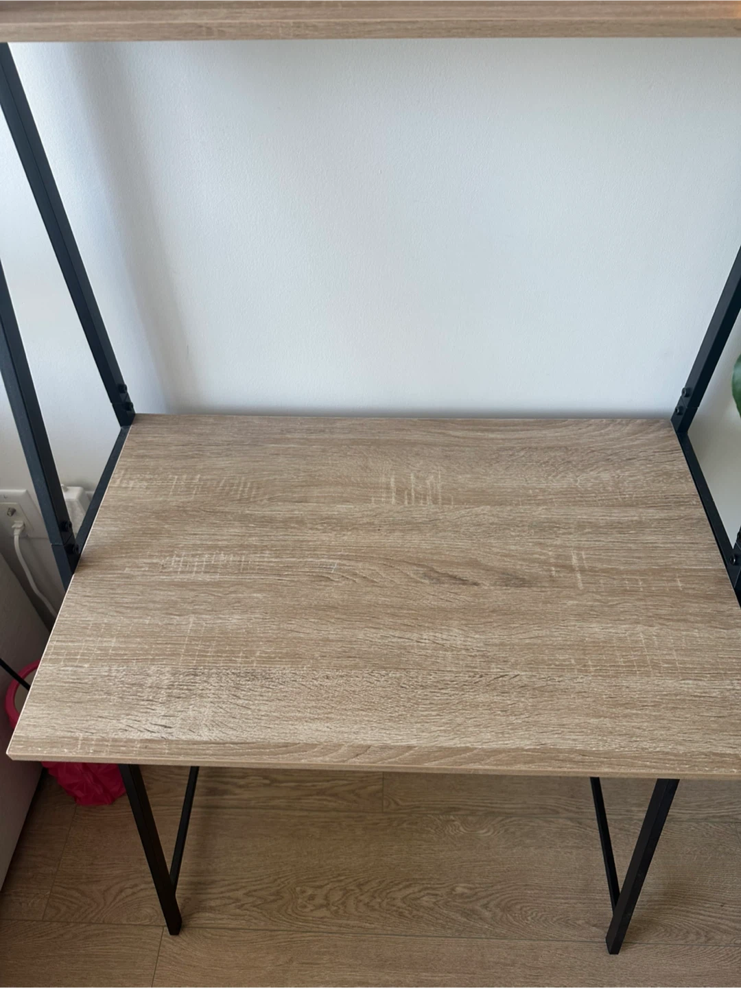 Ladder Desk with Shelf - Light Wood & Black Frame - photo 4