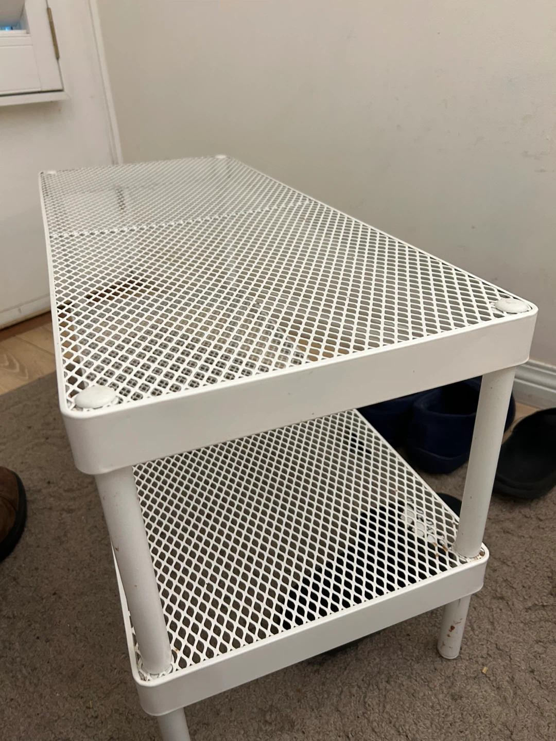 White Metal Mesh Shoe Rack - photo 3