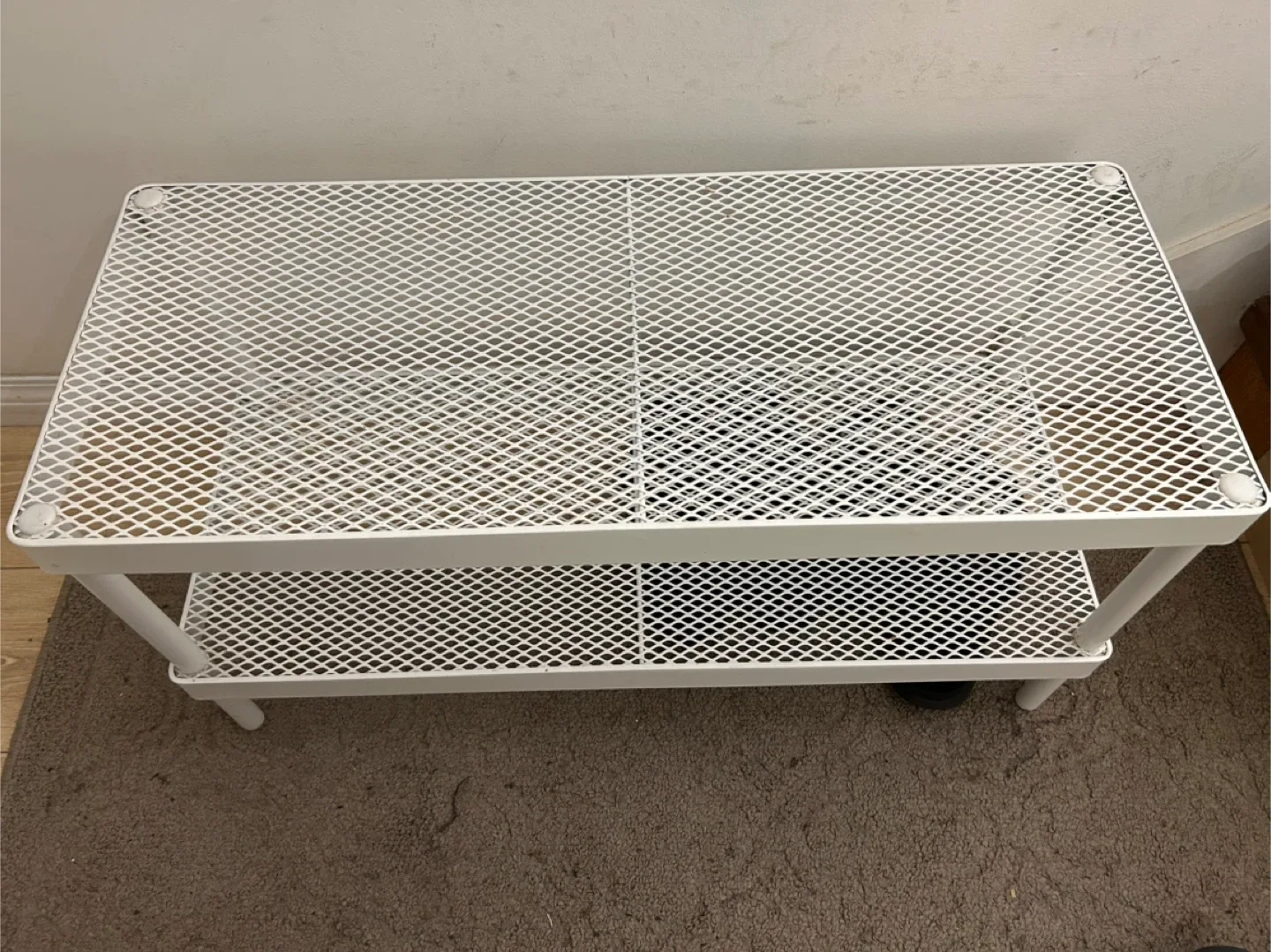 White Metal Mesh Shoe Rack thumbnail