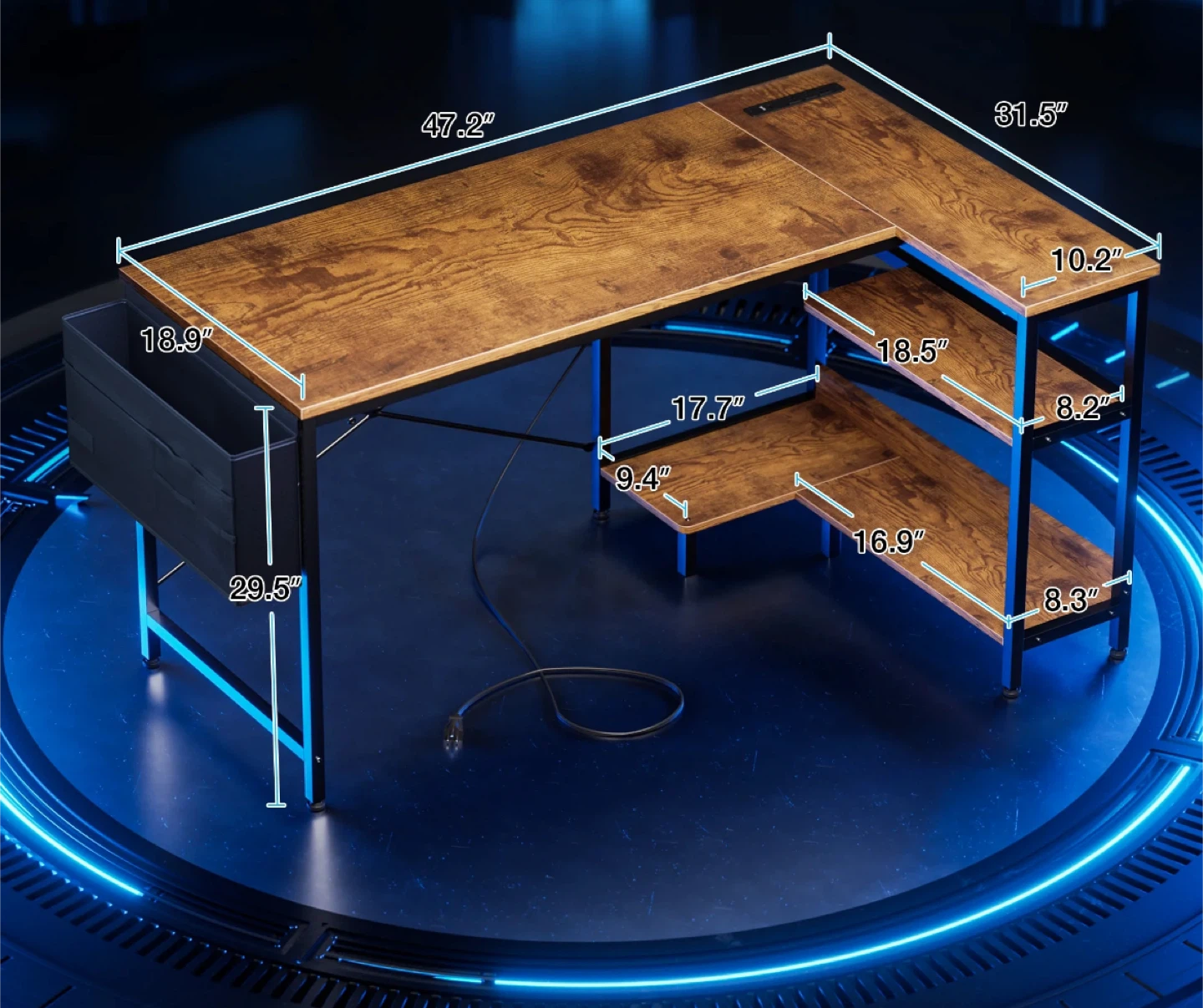 L Shaped Gaming Desk with Shelves - photo 3