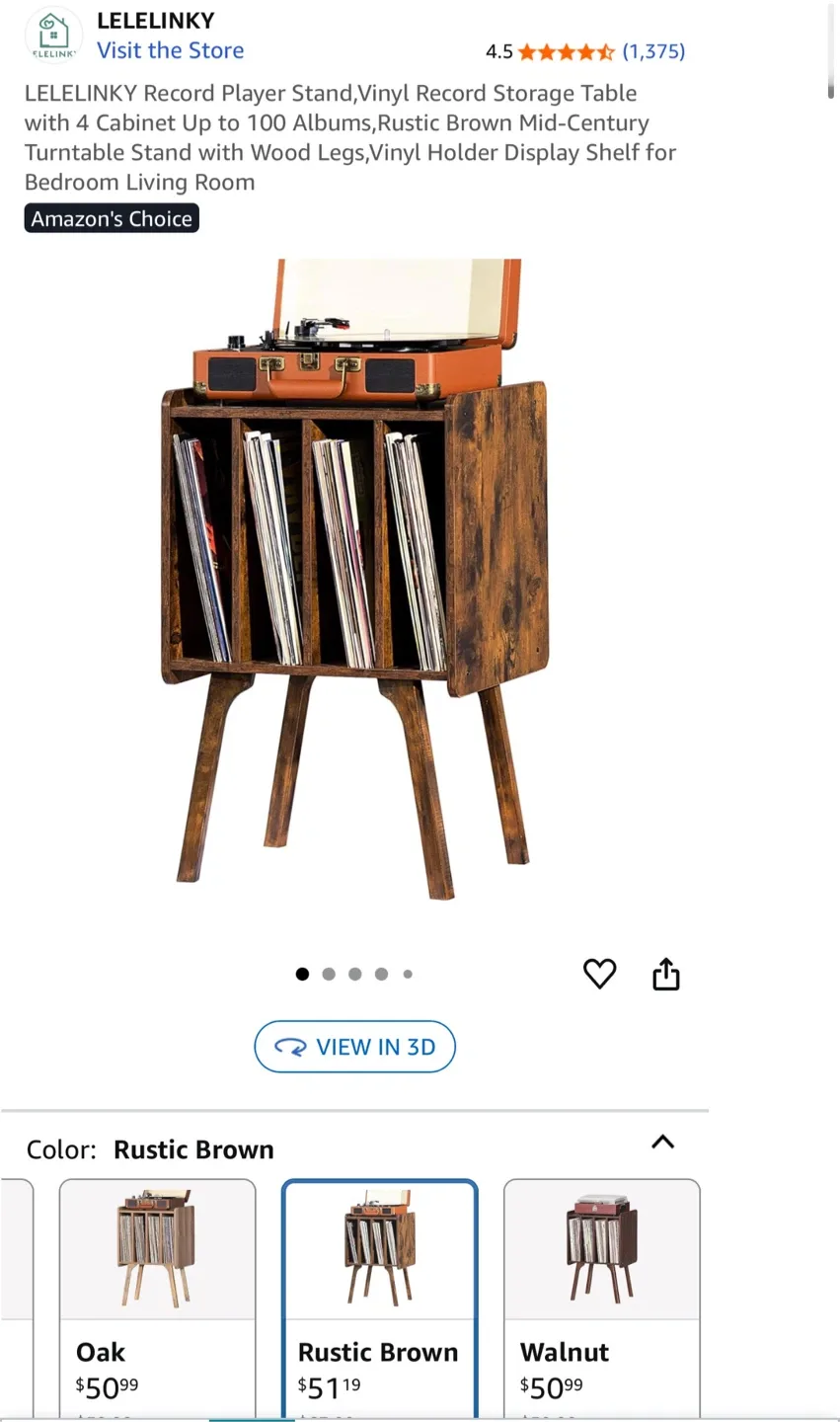 Record Player Stand - Rustic Brown thumbnail