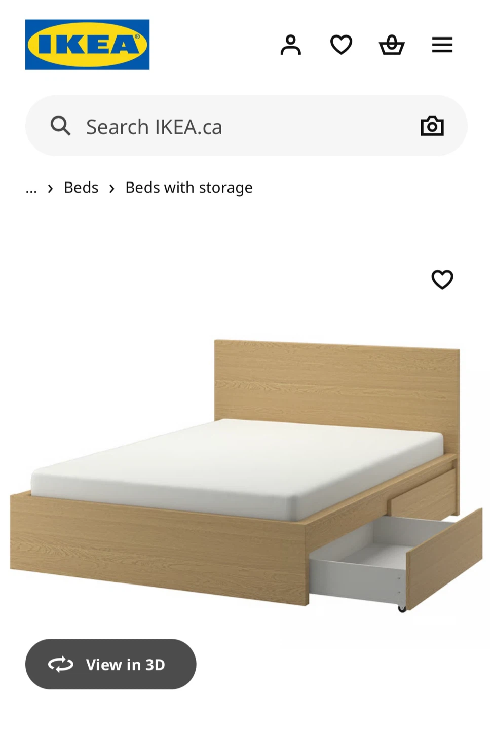 IKEA Malm Bed Frame with Storage and Mattress  - Full Size