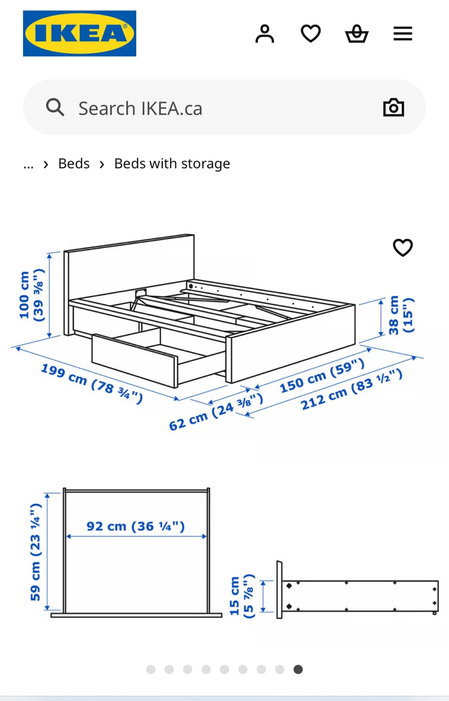 IKEA Malm Bed Frame with Storage and Mattress  - Full Size - photo 2