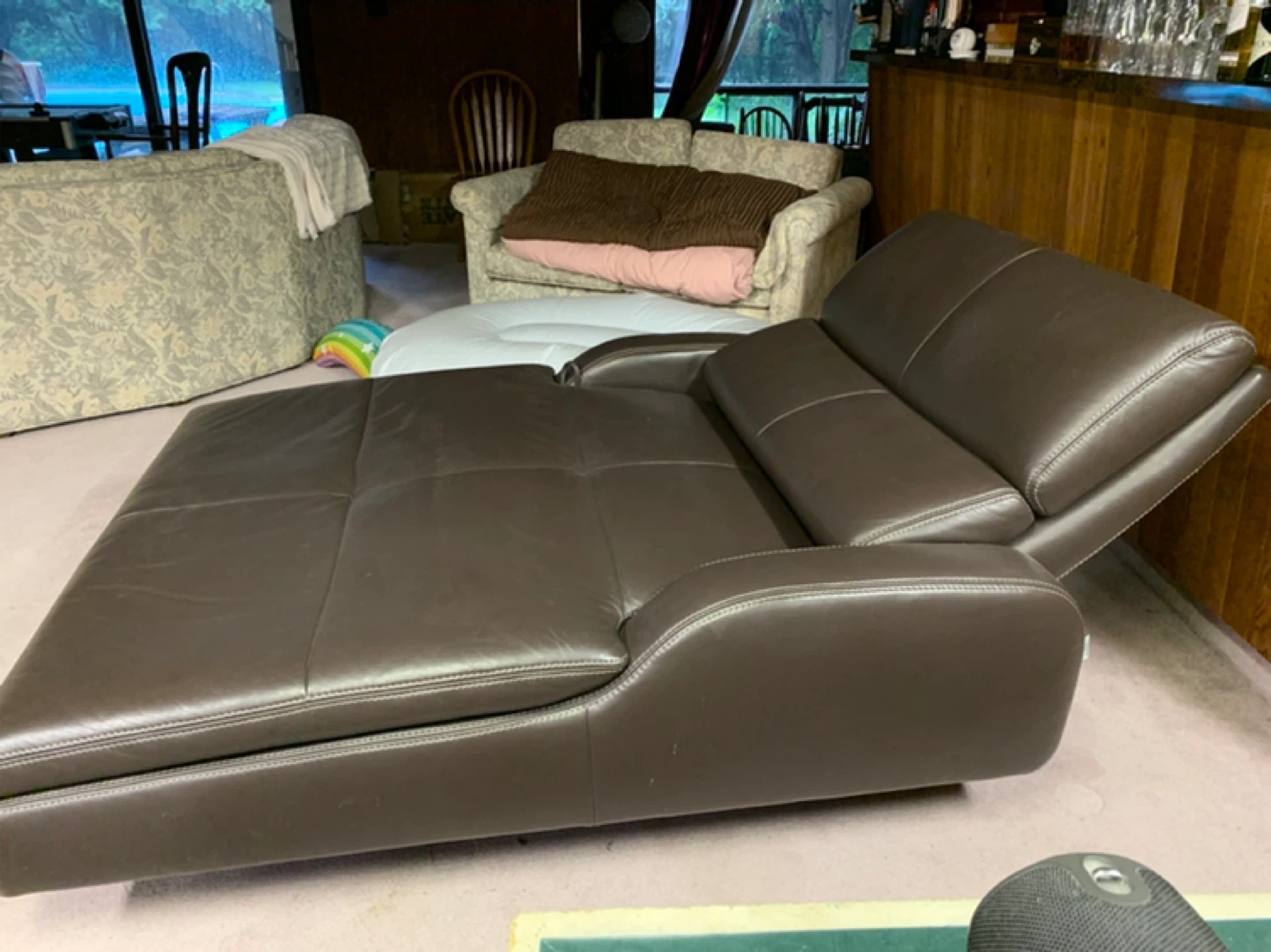 Brown Leather Chaise Lounge