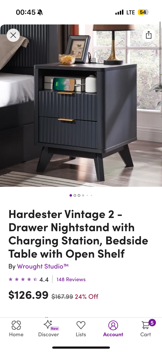 Siyuan Fluted 5-Drawer Dresser & Hardester Nightstand - photo 4