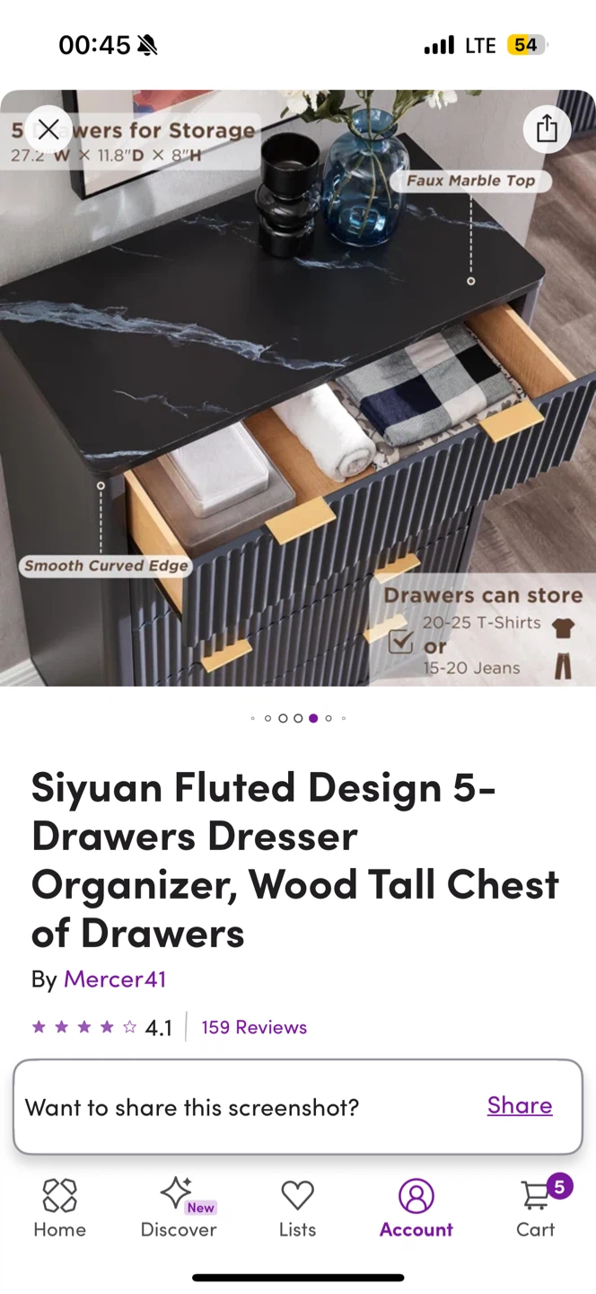 Siyuan Fluted 5-Drawer Dresser & Hardester Nightstand - photo 3