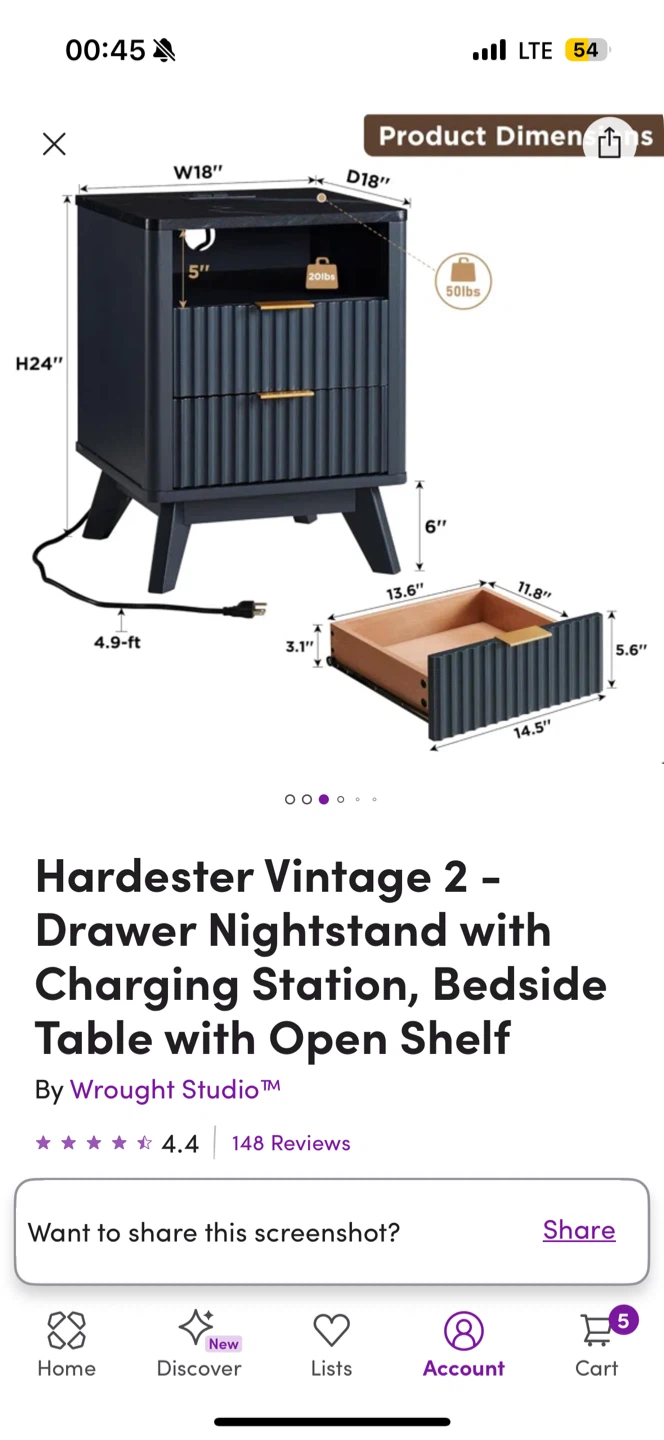 Siyuan Fluted 5-Drawer Dresser & Hardester Nightstand - photo 5