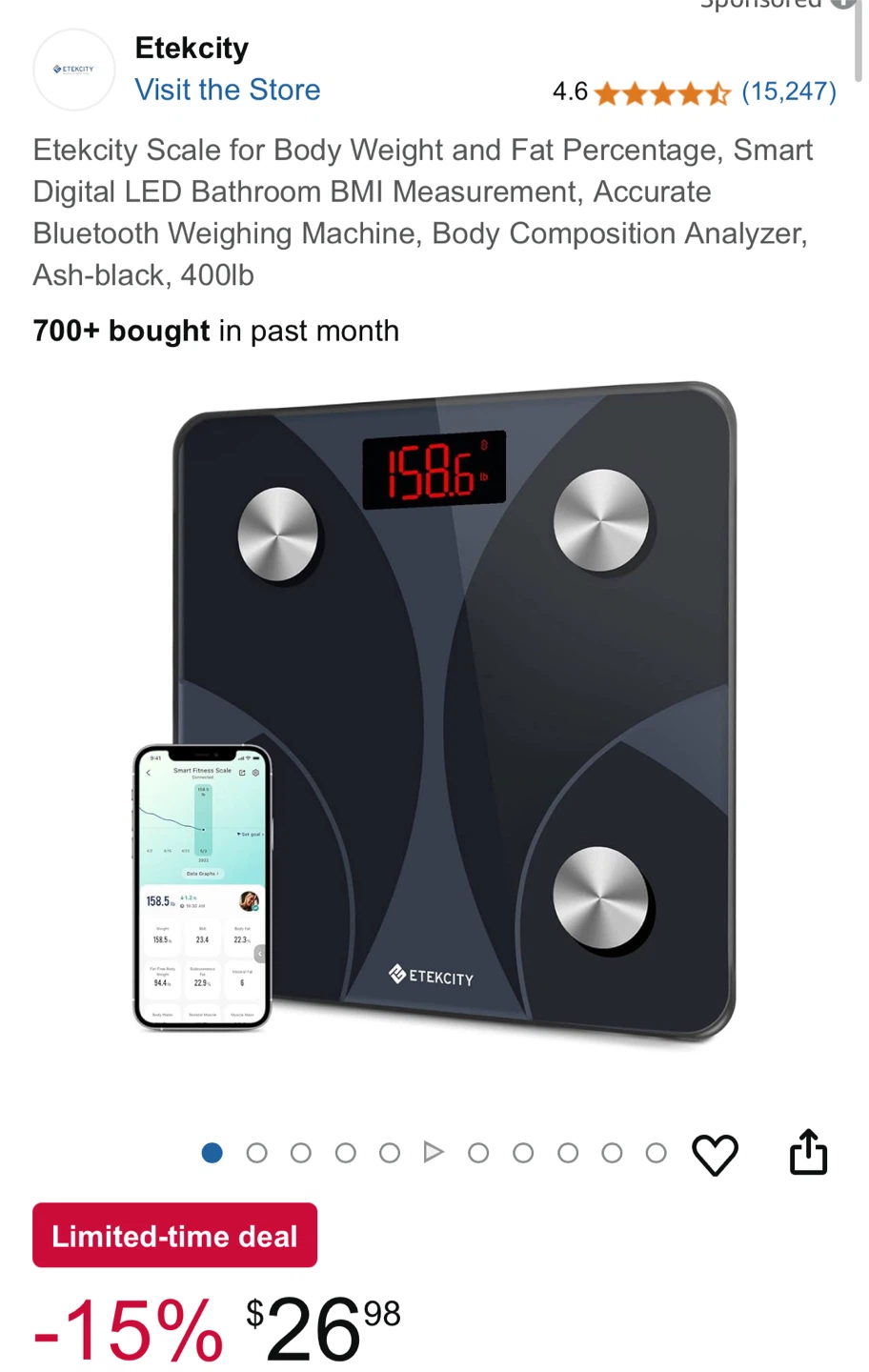 Etekcity Smart Digital Bathroom Scale - photo 2
