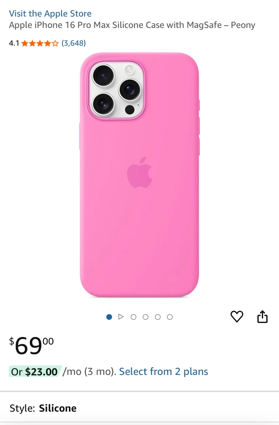 Apple iPhone 16 Pro Max Silicone Case - Peony thumbnail