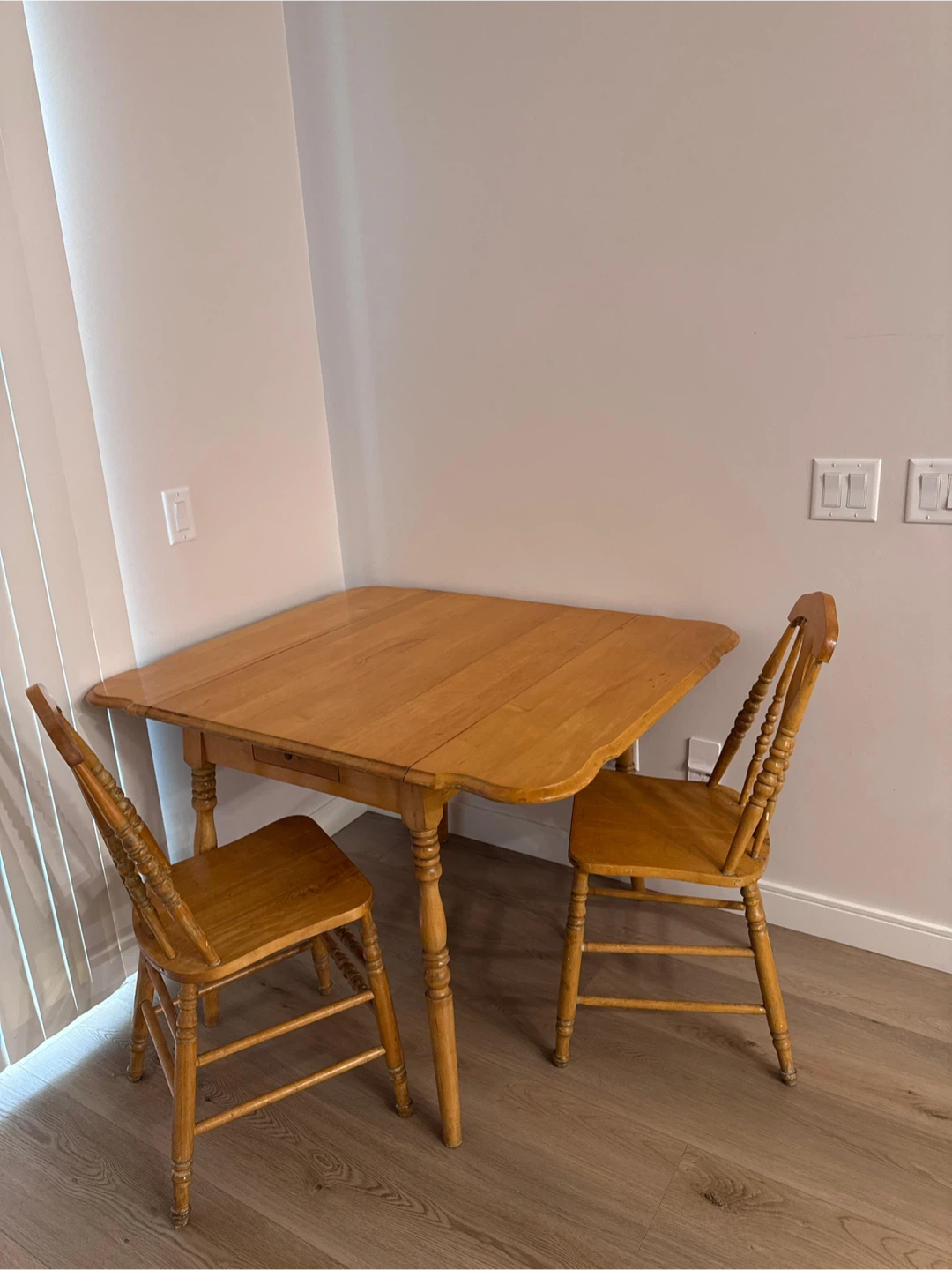 Wooden Dining Table with Two Chairs