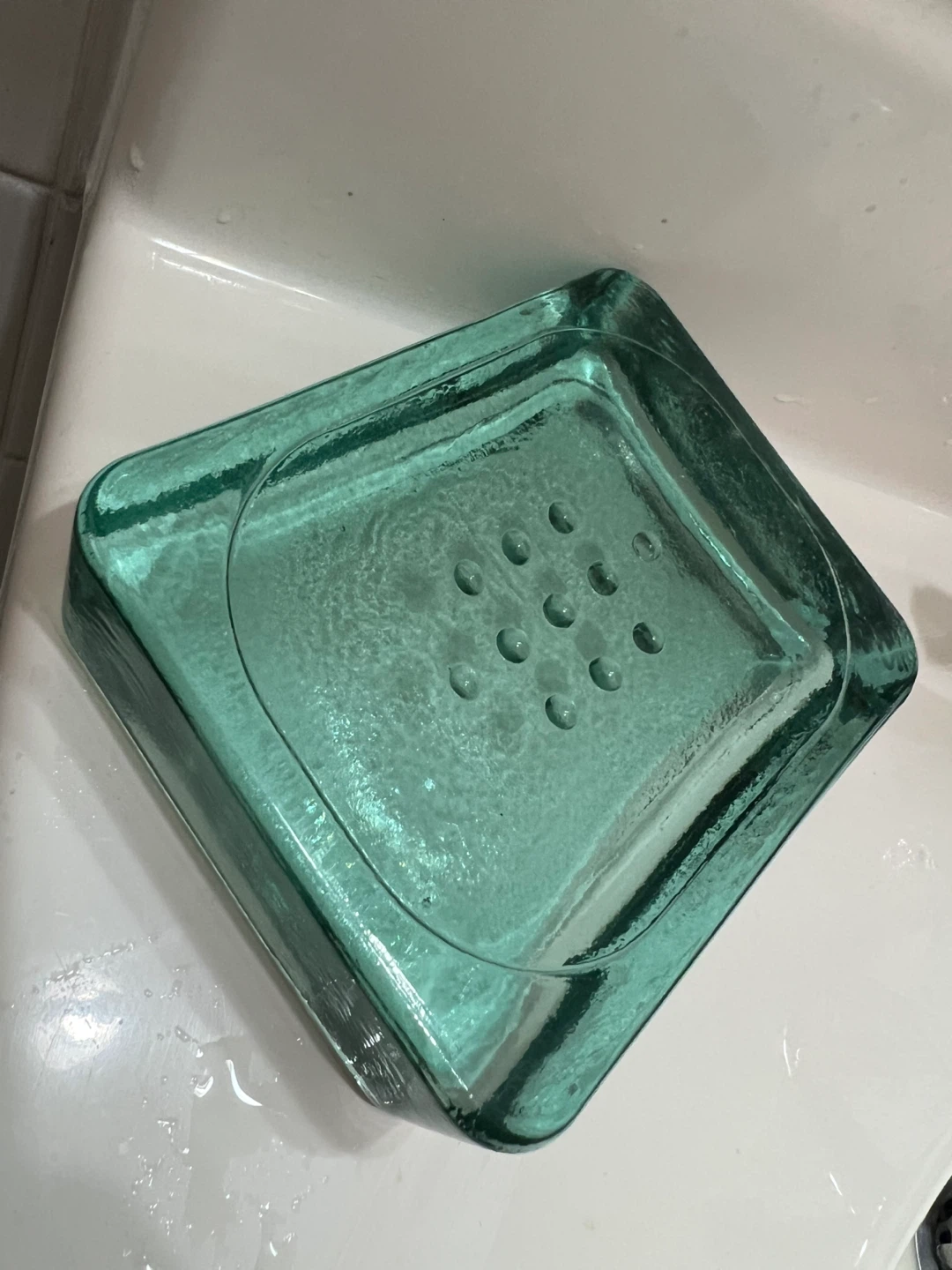 Green Glass Soap Dish - photo 2