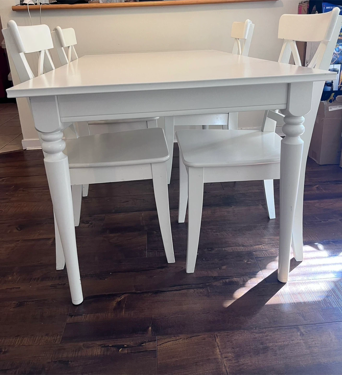 White Extendable Dining Table with 4 Chairs - photo 3