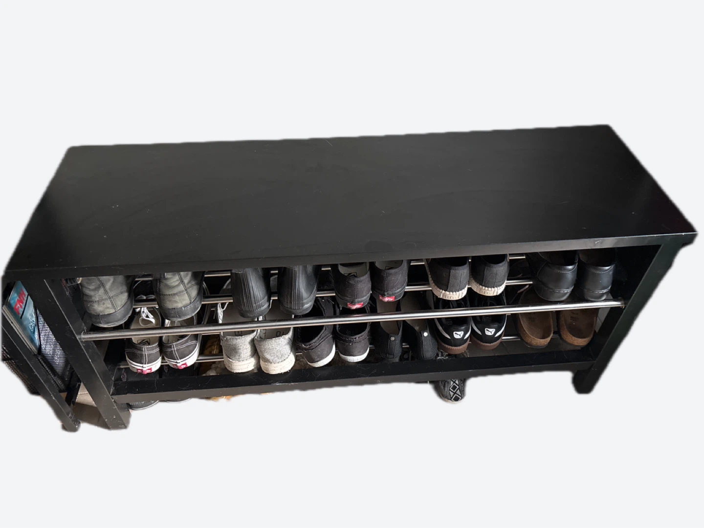 Black Shoe Rack Bench - photo 2