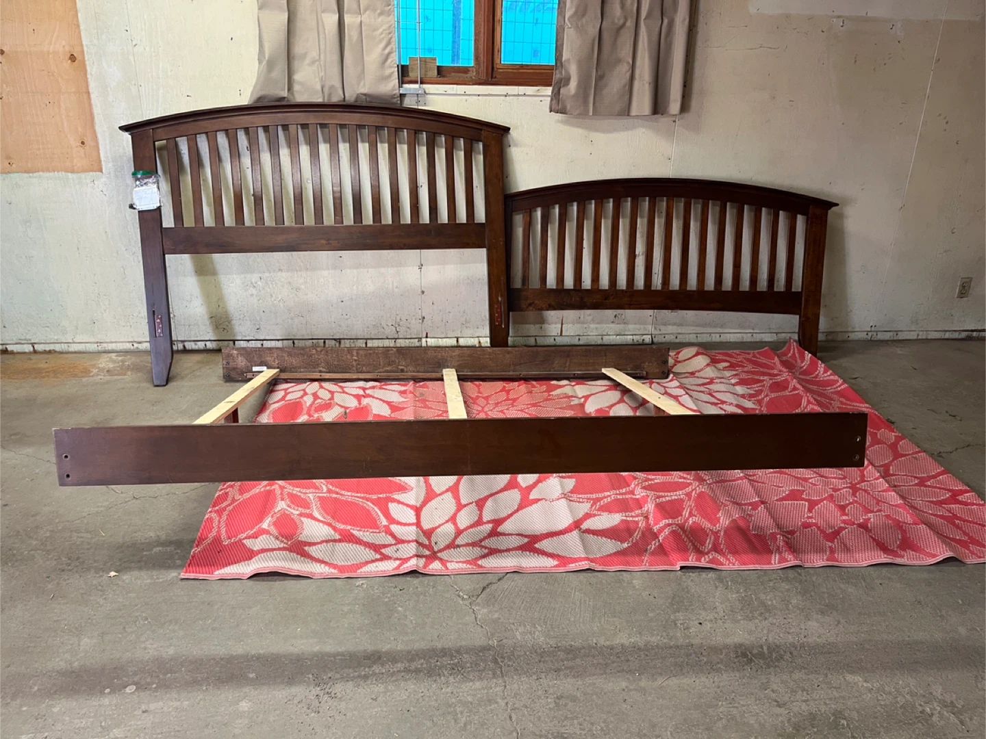 Queen Bed Frame & Headboard Set boxspring + mattress