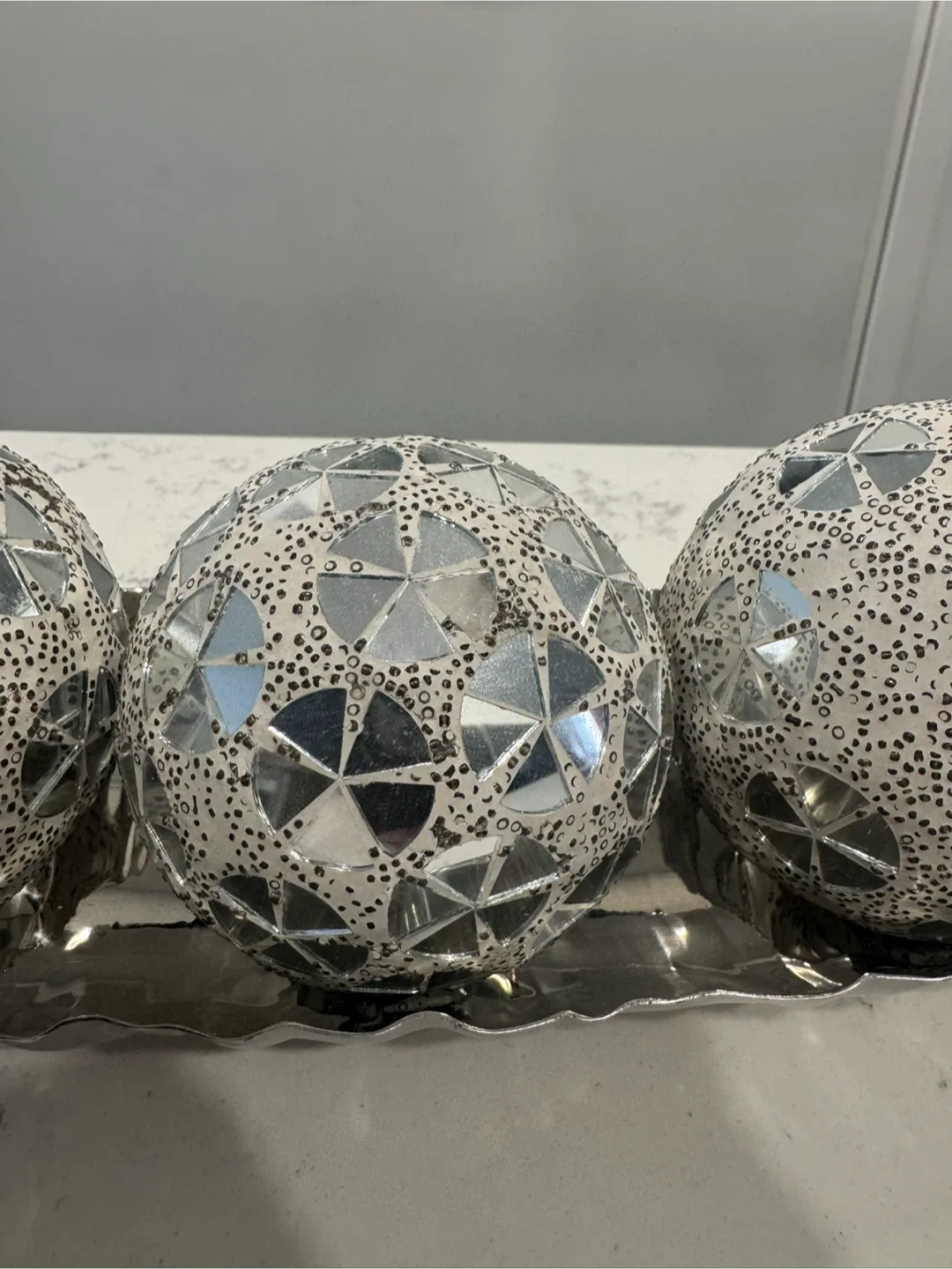 Decorative Silver Balls with Tray image indicator(5)