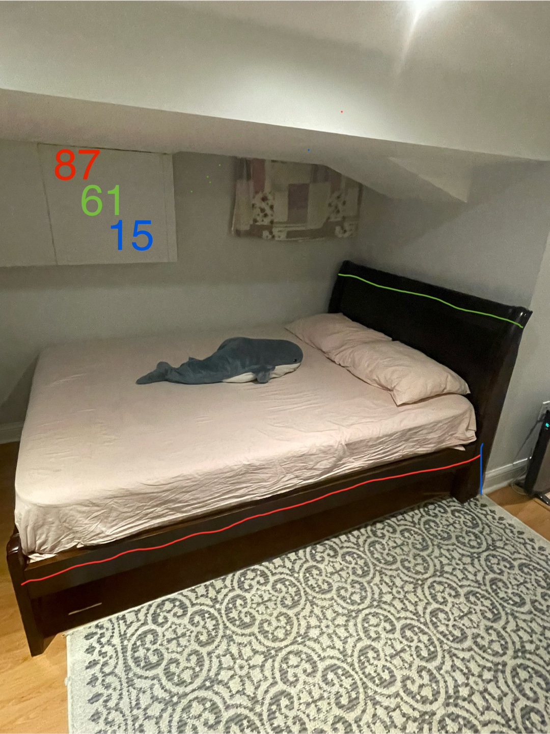 Queen Size Bed Frame - Dark Wood - photo 3
