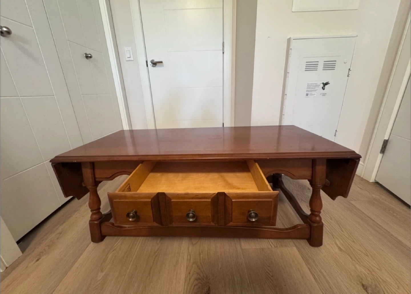 Vintage Wood Coffee Table with Drawers - photo 3