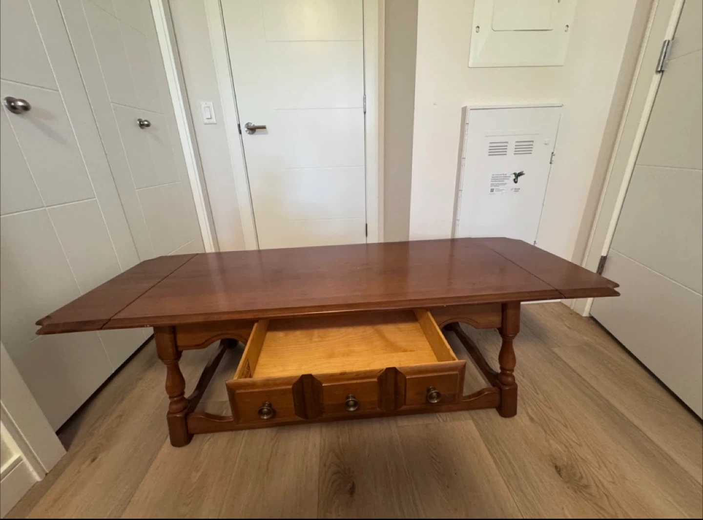 Vintage Wood Coffee Table with Drawers - photo 2